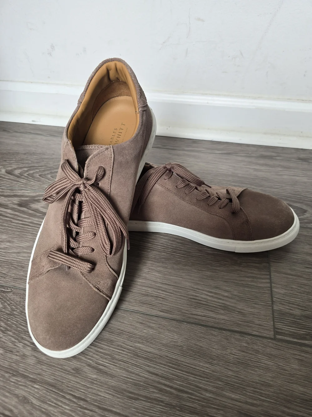 Mens Charles Tyrwhitt Suede Sneakers Taupe Mauve Lace Up Low Top Sz 11 Portugal